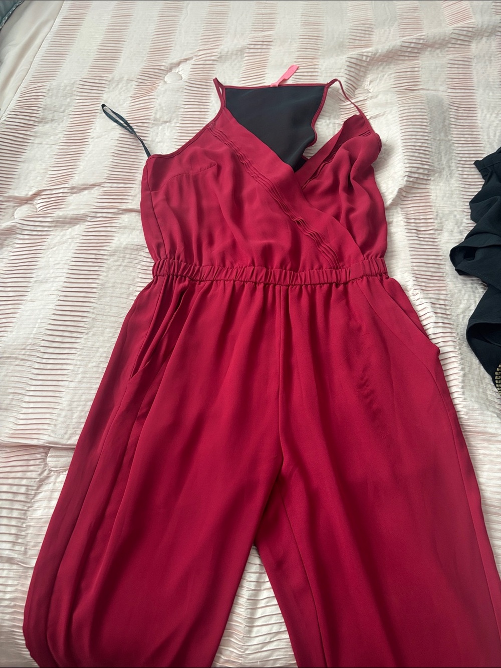Eight Sixty Sleeveless Burgundy Wrap-Front Jumpsuit